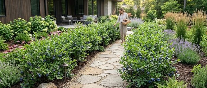 Овощната градина в модерния двор ядлив бордюр